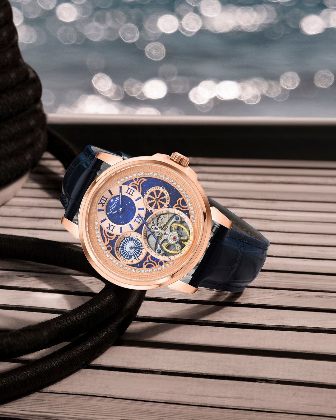 Blue With Rosegold