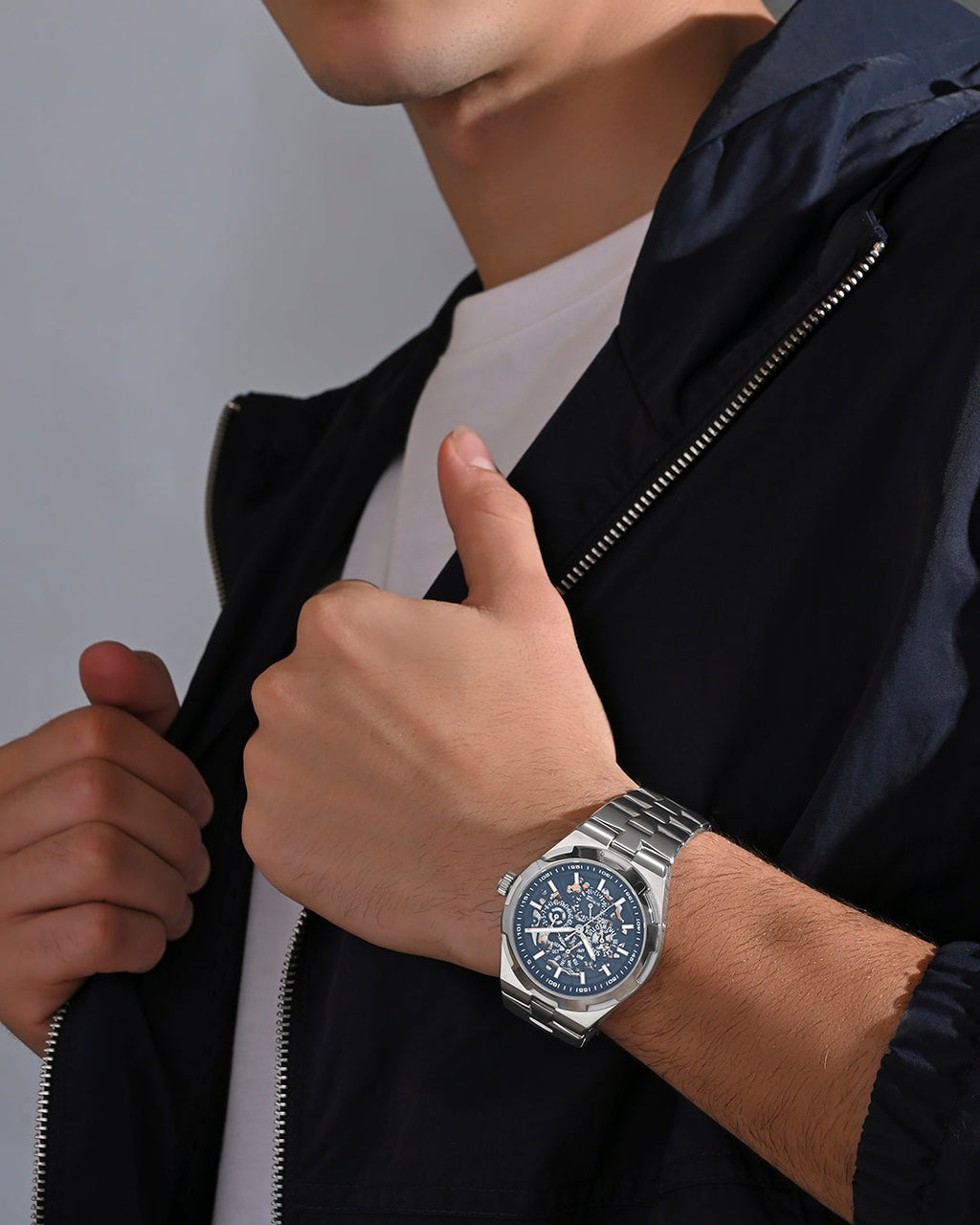 Silver With Blue